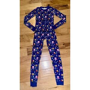 HANNA ANDERSSON KIDS BLUE HOLIDAY PAJAMAS SIZE 14 EXCELLENT COND LD3